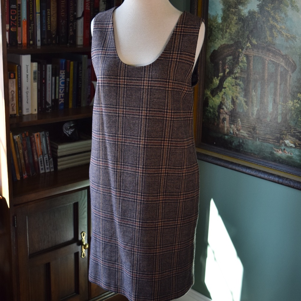Vintage Wool Plaid Pinafore Dress